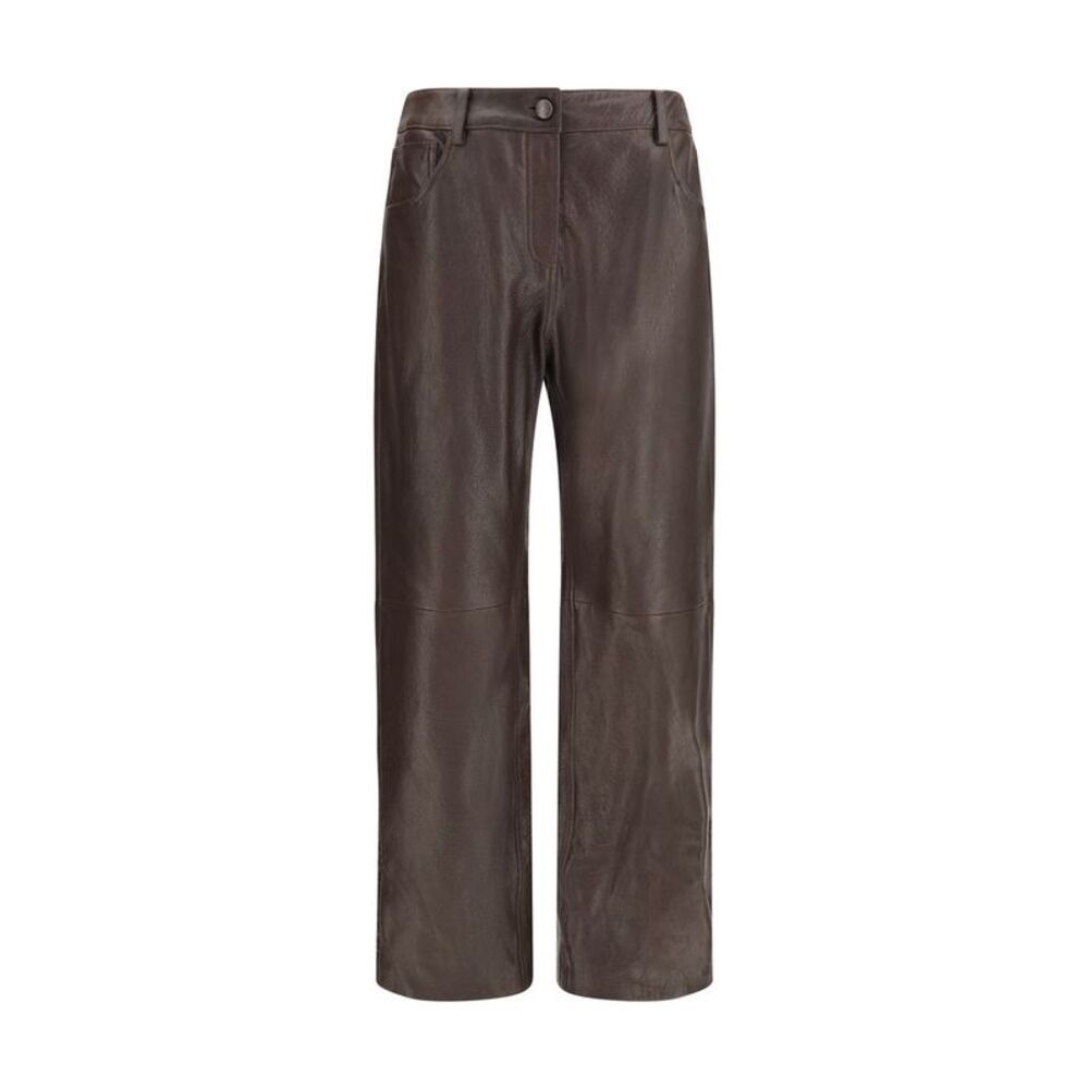 Magda Butrym Brown Leather Women's Pants
